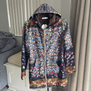 Cellabie Floral Hooded Coat  FLORYDAY PRINTED JACKET Fleece Lined Boho L